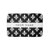 Fleur de Lis, Wit op Zwart, Wit, Uw Naam Badmat (Voorkant)