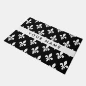 Fleur de Lis, Wit op Zwart, Wit, Uw Naam Deurmat (Schuin)