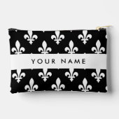 Fleur de Lis, Wit op Zwart, Wit, Uw Naam Etui (Achterkant)