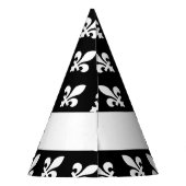Fleur de Lis, Wit op Zwart, Wit, Uw Naam Feesthoedjes (Achterkant)