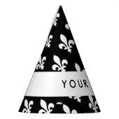 Fleur de Lis, Wit op Zwart, Wit, Uw Naam Feesthoedjes (Links)