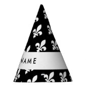 Fleur de Lis, Wit op Zwart, Wit, Uw Naam Feesthoedjes (Rechts)