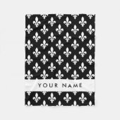 Fleur de Lis, Wit op Zwart, Wit, Uw Naam Fleece Deken (Voorkant)
