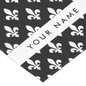 Fleur de Lis, Wit op Zwart, Wit, Uw Naam Korte Tafelloper (Hoek)