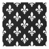 Fleur de Lis, Wit op Zwart, Wit, Uw Naam Kubus (Voorkant)