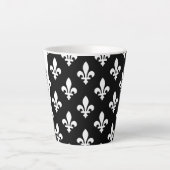 Fleur de Lis, Wit op Zwart, Wit, Uw Naam Latte Mok (Voorkant)