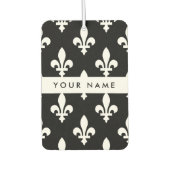 Fleur de Lis, Wit op Zwart, Wit, Uw Naam Luchtverfrisser (Voorkant)
