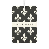 Fleur de Lis, Wit op Zwart, Wit, Uw Naam Luchtverfrisser (Achterkant)