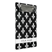 Fleur de Lis, Wit op Zwart, Wit, Uw Naam Mini Klembord (Schuin)