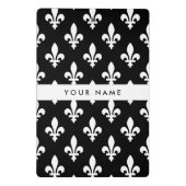 Fleur de Lis, Wit op Zwart, Wit, Uw Naam Mini Klembord (Achterkant)