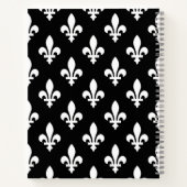 Fleur de Lis, Wit op Zwart, Wit, Uw Naam Notitieboek (Achterkant)