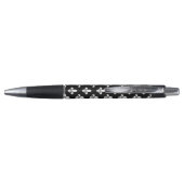 Fleur de Lis, Wit op Zwart, Wit, Uw Naam Pen (Achterkant)
