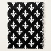 Fleur de Lis, Wit op Zwart, Wit, Uw Naam Planner (Achterkant)
