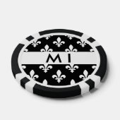 Fleur de Lis, Wit op Zwart, Wit, Uw Naam Poker Chips (Enkel)