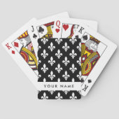 Fleur de Lis, Wit op Zwart, Wit, Uw Naam Pokerkaarten (Achterkant)