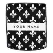Fleur de Lis, Wit op Zwart, Wit, Uw Naam Rugtassen (Verwijderbaar gezicht)