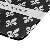Fleur de Lis, Wit op Zwart, Wit, Uw Naam Snijplank (Hoek)