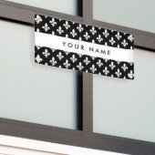 Fleur de Lis, Wit op Zwart, Wit, Uw Naam Spandoek (Buitenkant Gebouw)