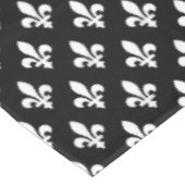 Fleur de Lis, Wit op Zwart, Wit, Uw Naam Tafelkleed (Gekanteld)
