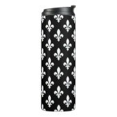 Fleur de Lis, Wit op Zwart, Wit, Uw Naam Thermosbeker (Gedraaid links)