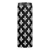 Fleur de Lis, Wit op Zwart, Wit, Uw Naam Thermosbeker (Achterkant)