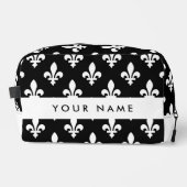 Fleur de Lis, Wit op Zwart, Wit, Uw Naam Toilettasje (Voorkant)
