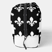 Fleur de Lis, Wit op Zwart, Wit, Uw Naam Toilettasje (Rechts)