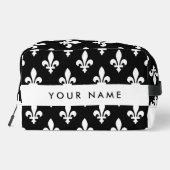 Fleur de Lis, Wit op Zwart, Wit, Uw Naam Toilettasje (Achterkant)