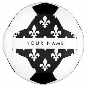 Fleur de Lis, Wit op Zwart, Wit, Uw Naam Voetbal