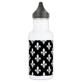 Fleur de Lis, Wit op Zwart, Wit, Uw Naam Waterfles (Links)