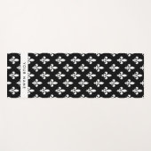 Fleur de Lis, Wit op Zwart, Wit, Uw Naam Yogamat (Voorkant (horizontaal))