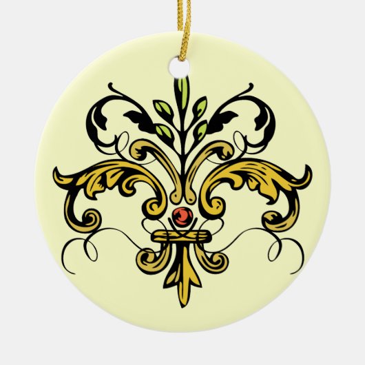 Fleur de lis Xmas Keramisch Ornament (Voorkant)