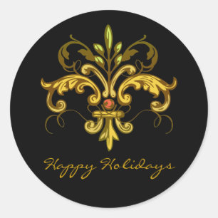 Fleur de lis Xmas Ronde Sticker