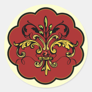 Fleur de lis Xmas Ronde Sticker