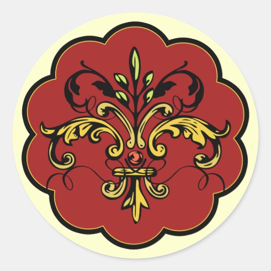 Fleur de lis Xmas Ronde Sticker (Voorkant)