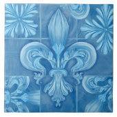 Fleur-de-lis - zachte blauwe waterverf tegeltje (Voorkant)