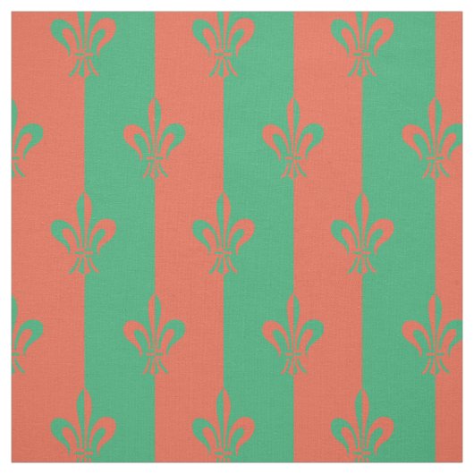 Fleur de Lis Zee Green en Koper Stof (Swatch)