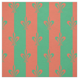 Fleur de Lis Zee Green en Tomato Red Stof