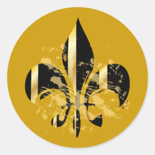 Fleur de Lis, zelfgemaakte achtergrond+tekst Ronde Sticker