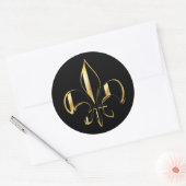 Fleur de Lis, zelfgemaakte achtergrond+tekst Ronde Sticker (Envelop)