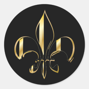 Fleur de Lis, zelfgemaakte achtergrond+tekst Ronde Sticker