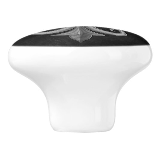 Fleur-De-Lis Zwart en wit marmer Keramische Knop (Zijkant)