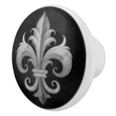 Fleur-De-Lis Zwart en wit marmer Keramische Knop (Rechts)