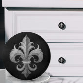 Fleur-De-Lis Zwart en wit marmer Keramische Knop