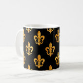 Fleur de Lis/zwart/goud/DIYbackground Koffiemok (Voorkant links)