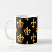 Fleur de Lis/zwart/goud/DIYbackground Koffiemok (Links)