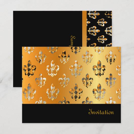 Fleur de Lis/zwart + goud Kaart (Voorkant / Achterkant)