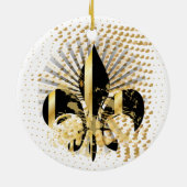 Fleur de Lis/zwart + goud Keramisch Ornament (Achterkant)