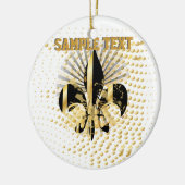 Fleur de Lis/zwart + goud Keramisch Ornament (Links)