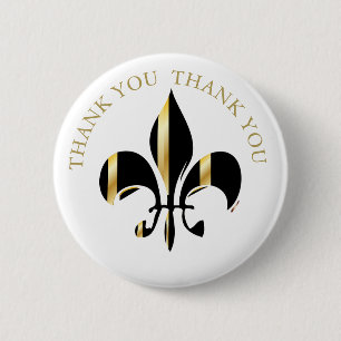 Fleur de Lis/zwart + goud Ronde Button 5,7 Cm